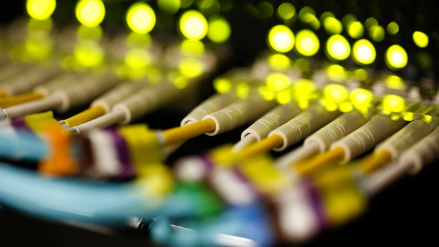 High End Data Cables Feed Into Servers 