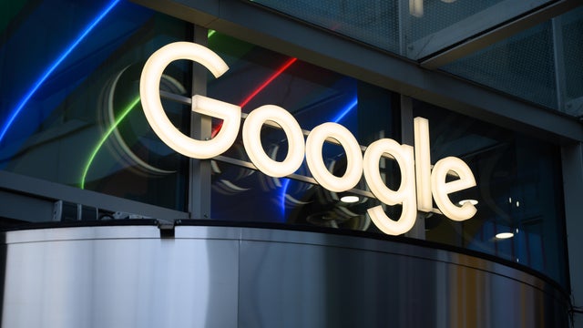 A Google sign is seen outside the company's office 